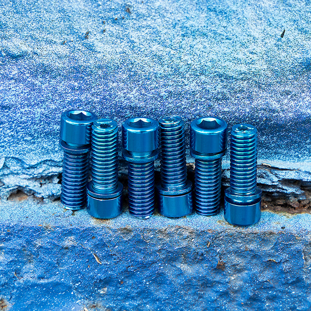 Blue BMX stem bolts.