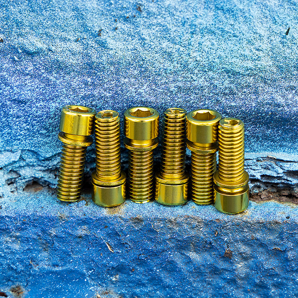 Add bling with gold stem bolts.
