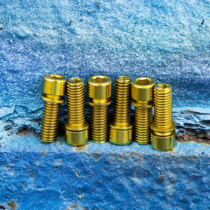 Add bling with gold stem bolts.