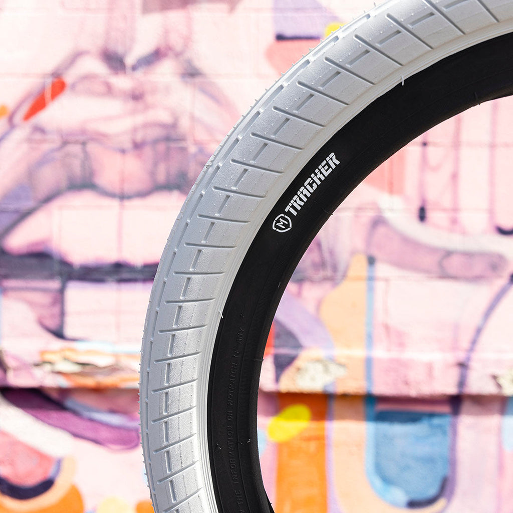 Mission BMX tires in white.